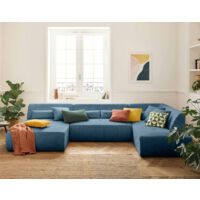 Onyx - modulares 7-sitzer wohnlandschaft rechts - cord - blau