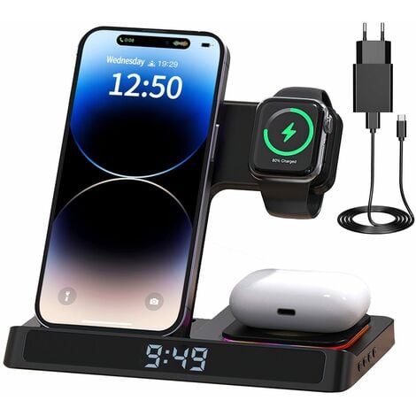Ladestation 4 in 1 Induktive Ladegerät Kabellose Wireless Charger  Induktions-Ladegerät (Wireless Charger, Induktive Ladestation, 18W für  Apple iWatch iPhone Airpods Handy Charging Station)