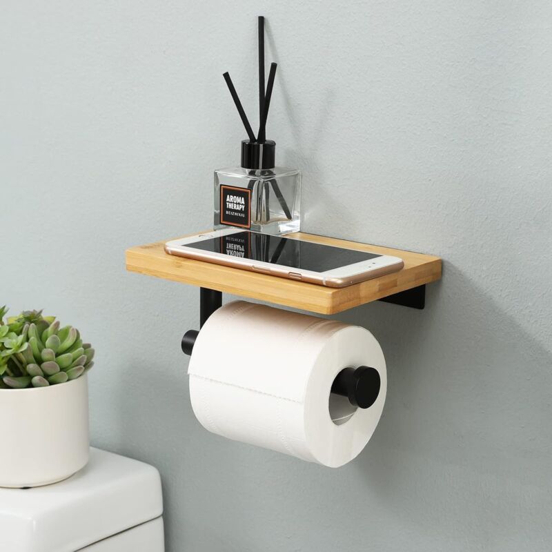 Porta carta igienica con ripiano, porta carta igienica in acciaio inox lucido, autoadesivo o foratura, due metodi di installazione, accessori da bagno