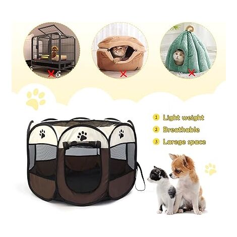 Recinto per cuccioli 72x45cm Recinto ottagonale pieghevole per animali domestici Travel Facile da trasportare Recinti per cani