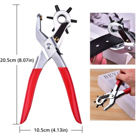 Punzone,Perforatrice a Vite in Pelle, Perforatore Intercambiabile da 130 Mm per Cucito, Pelle, Carta, Artigianato,Tensione Regolabile, con 6 Punte