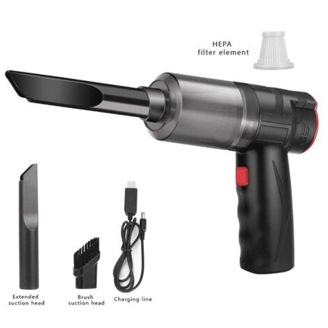 Aspirapolvere manuali, Aspirapolvere a batteria per auto 2 in 1 Aspirapolvere a mano senza fili per casa e auto Mini aspirapolvere a doppio uso, 16000Pa set 150W