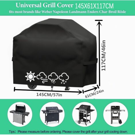 Copertura per Barbecue da esterno 145x61x117 cm, copertura per plancha da esterno, protezione per barbecue Oxford 210D adatta, antivento/anti-UV/impermeabile/anti-umidità/anti-polvere