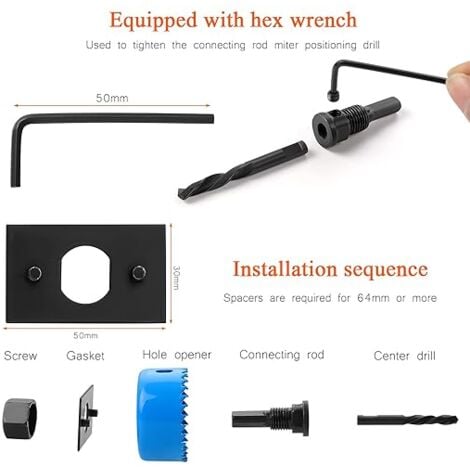 Kit Seghe A Tazza 17 Pezzi - Frese Foro Per Legno E Cartongesso, Da 19 A 127 Mm - Foto 6