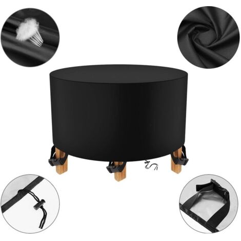 Copertura per mobili da giardino rotondi 128x70cm Copertura protettiva per tavolo da giardino rotondo, Copertura per tavolo da giardino rotondo, Copertura per tavolo da giardino Oxford 420D Nero