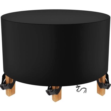 Copertura per mobili da giardino rotondi 200x94cm 420D Oxford Nero Copertura per Mobili da Esterno Copertura Mobili da Giardino Impermeabile Antivento Anti-UV con Corda e Fibbia di Chiusura