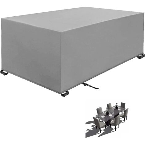 Copertura per mobili da giardino 200x165x80cm argento Oxford Telo di protezione per tavolo da giardino rettangolare Impermeabile Antivento Anti-UV Resistente al freddo