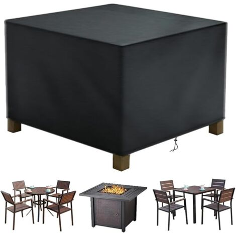Copertura per mobili da giardino 115x115x70cm Nero Telo di copertura per tavolo da giardino rettangolare Oxford Impermeabile Antivento Anti-UV Resistente al freddo