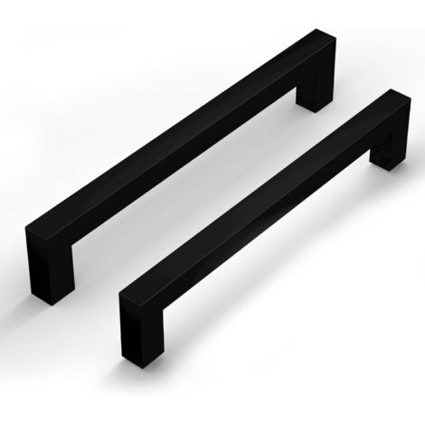 Set di 5 maniglie per mobili - Acciaio inossidabile - Interasse fori: 224 mm - Per cassetti e armadi - Nero