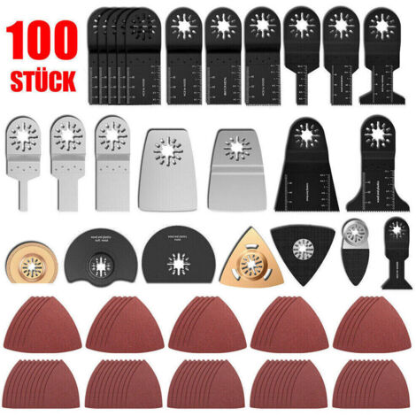 Lame per seghetto oscillante da 100 pezzi, kit di accessori per utensili multifunzione Fein Multimaster Dremel, Makita, Einhell, bimetalliche, acciaio ad alto tenore di carbonio