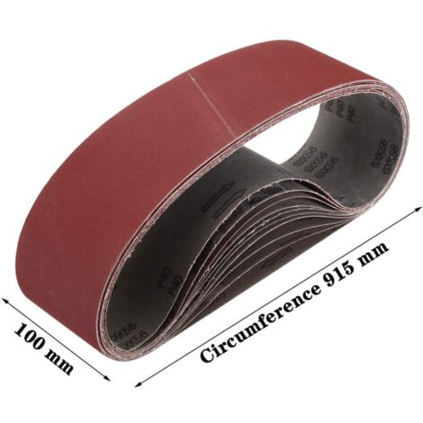 Nastro abrasivo 100 x 915 mm (15 pezzi), nastri abrasivi misti (3 grane 80/120/150/240/400) per levigatrici a nastro, nastro abrasivo