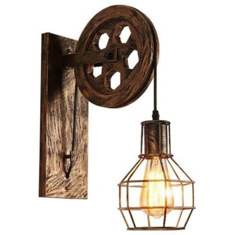 Applique da parete industriale, 1 confezione, bronzo, lampada da parete vintage a puleggia, apparecchio di illuminazione per interni per bar, camera da letto, soggiorno, ristorante, bar, corridoio