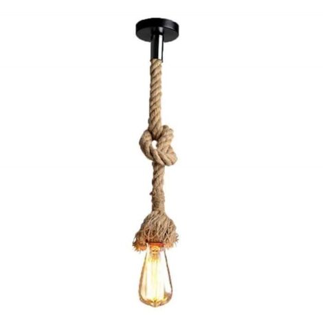 Lampada a sospensione industriale da 100 cm, lampada a sospensione in corda di canapa per sale da pranzo, corridoi, ristoranti, bar, caffè