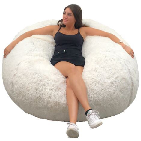 Pouf Géant Fourrure - 140 cm - Banabag Blanc Bananair (1/5)