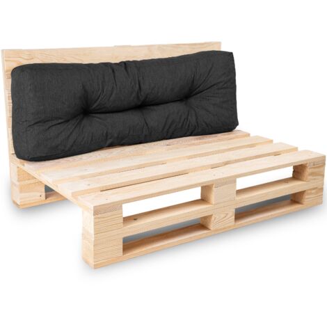 Dossier Seul Coussin Palette - 120x40x15 cm Noir Bananair Fabriqué en France (1/5)