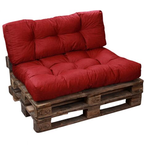 Lot Assise/Dossier Coussin Palette Rouge Bananair