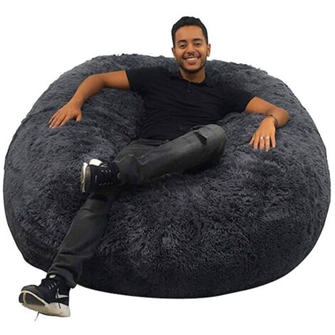 Pouf Géant Fourrure - 140 cm - Banabag Gris Bananair (1/5)