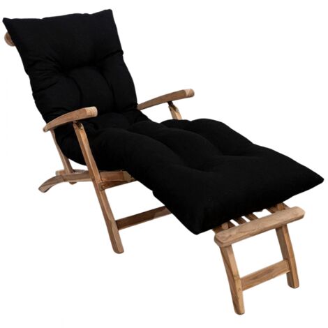 Coussin Bain de Soleil - 185x60x15 cm Noir Bananair Fabriqué en France