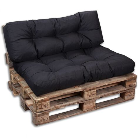 Lot Assise/Dossier Coussin Palette Noir Bananair Fabriqué en France (1/5)