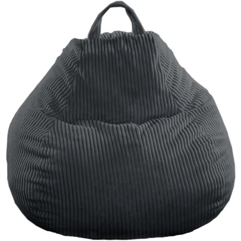 Pouf Poire Velours Côtelé déhoussable - 105x85 cm Gris foncé Bananair Fabriqué en France