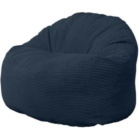 Pouf Velours Côtelé épais - 100cm Bleu foncé Bananair