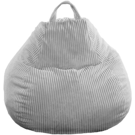 Pouf Poire Velours Côtelé déhoussable - 105x85 cm Gris clair Bananair Fabriqué en France