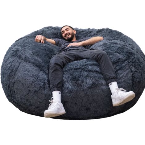 Pouf Géant Fourrure - 180 cm - Banabag Gris Bananair (1/5)