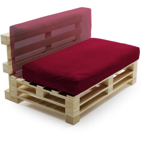 Coussin Palette Déhoussable Imperméable - 120x60 cm Rouge Bananair Fabriqué en France
