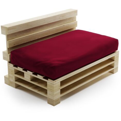 Coussin Palette Déhoussable Imperméable - Assise 120x80 cm Rouge Bananair Fabriqué en France