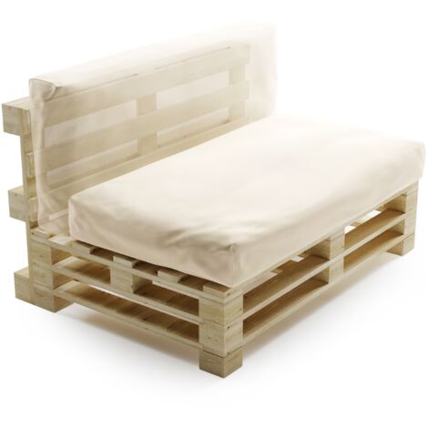 Coussin Palette Déhoussable Imperméable - 120x60 cm Beige Bananair Fabriqué en France