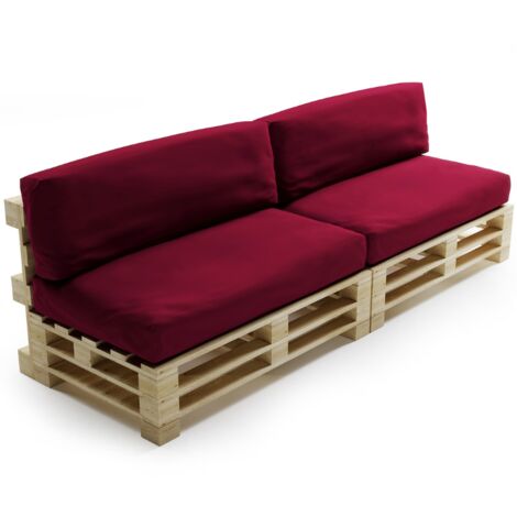 Coussins Palette Déhoussable Imperméable - LOT X2 Rouge Bananair Fabriqué en France