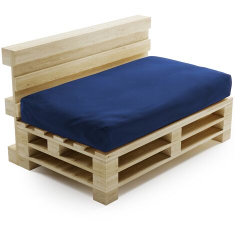 Coussin Palette Déhoussable Imperméable - Assise 120x80 cm Bleu Bananair Fabriqué en France