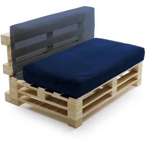 Coussin Palette Déhoussable Imperméable - 120x60 cm Bleu Bananair Fabriqué en France