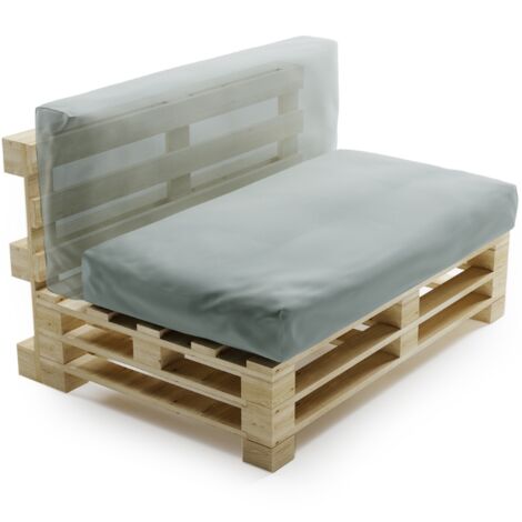 Coussin Palette Déhoussable Imperméable - 120x60 cm Gris clair Bananair Fabriqué en France
