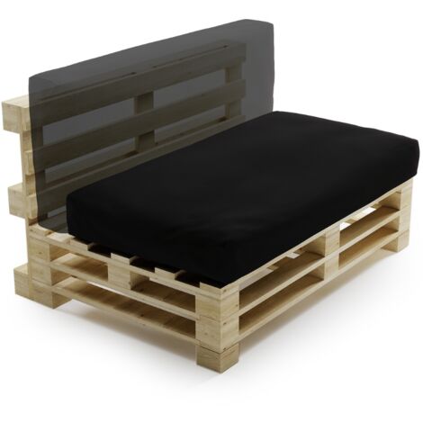 Coussin Palette Déhoussable Imperméable - 120x60 cm Noir Bananair Fabriqué en France