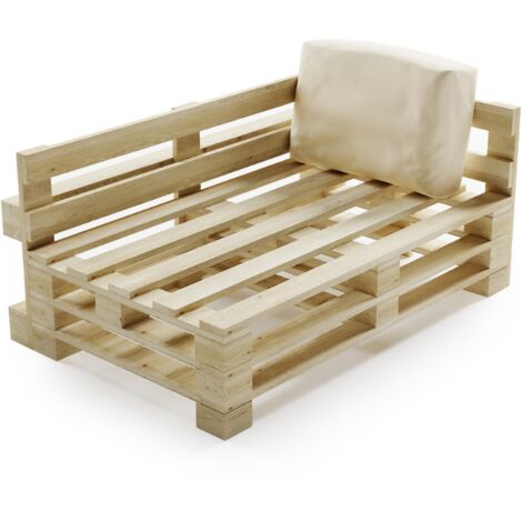 Coussin Palette Déhoussable Imperméable - Angle 60x40 cm Beige Bananair Fabriqué en France (1/5)