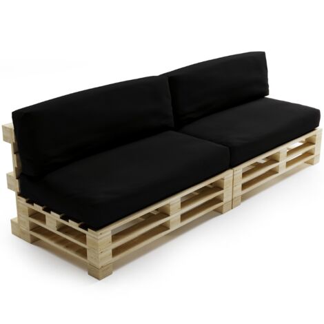 Coussins Palette Déhoussable Imperméable - LOT X2 Noir Bananair Fabriqué en France
