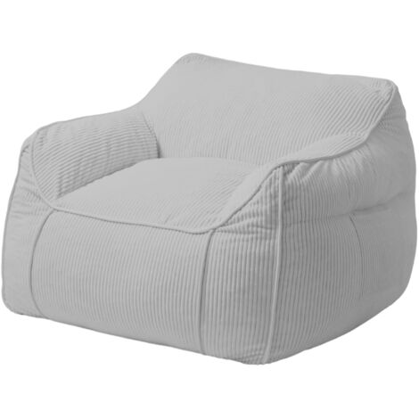 Pouf Fauteuil velours côtelé - 100x110 cm Gris clair Bananair