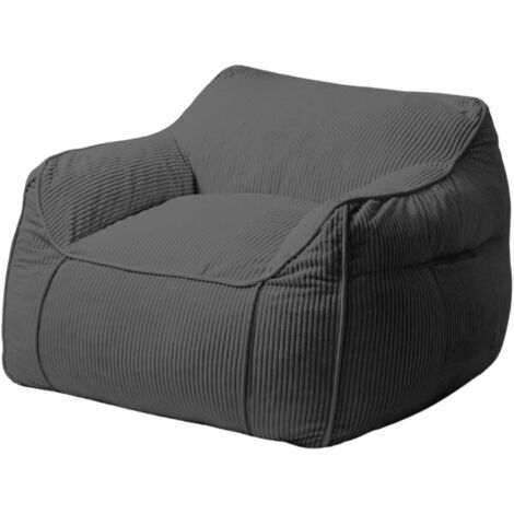 Pouf Fauteuil velours côtelé - 100x110 cm Gris foncé Bananair