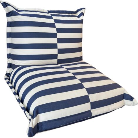 Pouf extérieur à rayures imperméable anti-uv BANANAIR 85 x 85 x 75 cm bleu