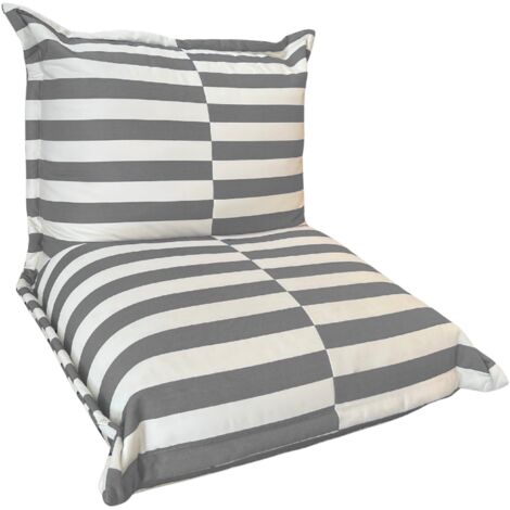 Pouf extérieur à rayures imperméable anti-uv BANANAIR 85 x 85 x 75 cm gris