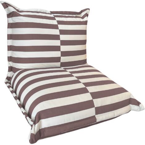 Pouf extérieur à rayures imperméable anti-uv BANANAIR 85 x 85 x 75 cm beige