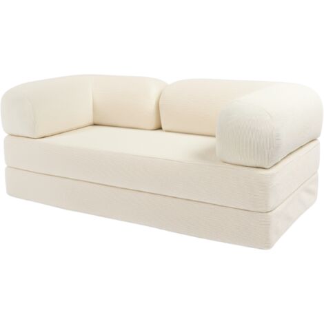 Canapé lit compressé modulable en velours côtelé 90x180 cm blanc (1/5)