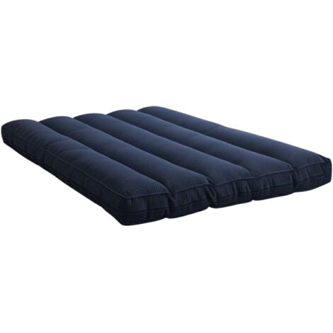 Futon déhoussable 2 places en velours côtelé BANANAIR 140x190 cm bleu foncé (1/2)