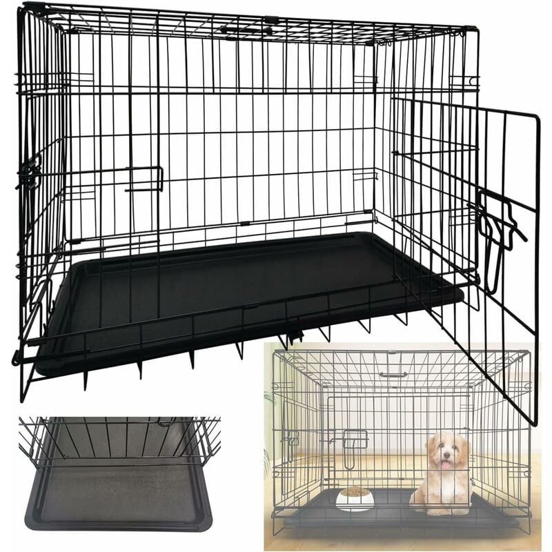 VOUNOT Cage pour Chien Pliable avec 2 Portes Verrouillables et Plateau  Amovible Cage Chien Pliante en Métal Cage de Transport pour Chien avec  Housse de Protection 107x70x78cm Noir : : Animalerie