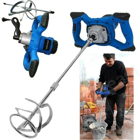 Malaxeur Électrique, 2600W Agitateur Malaxeur à Mortier Mélangeur à Béton Réglable à 6 Vitesses, Batteur à Main, M14 Barre Spirale Chromée, Pour Platre Mortier Peinture Ciment Nourriture Colle