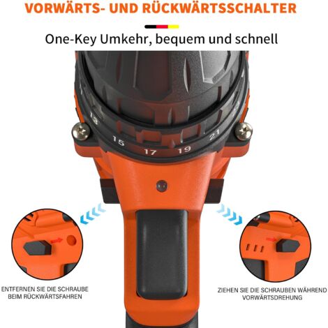 Tournevis sans fil 21V avec 1 batterie rechargeable 1500mAh Mini Tournevis Sans Fil, Perceuse sans fil 45nm Tournevis Sans Fil 25+1 tournevis sans fil, 29 pièces accessoires pour projet de bricolage m