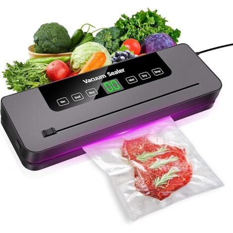 Machine à emballer sous vide, entièrement automatique, 6 en 1, avec rangement des sacs, coupe-papier, mode humide et sec, tuyau d'admission d'air, appareil de scellage alimentaire