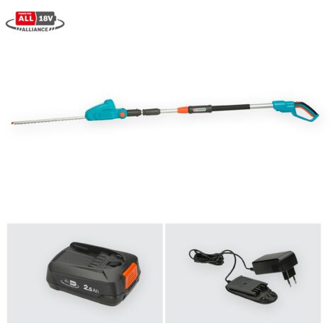 GARDENA Tagliasiepi telescopico a batteria THS 42/18V POWER FOR ALL, set pronto all'uso, per tagliare fino a 3 m (14732-20)