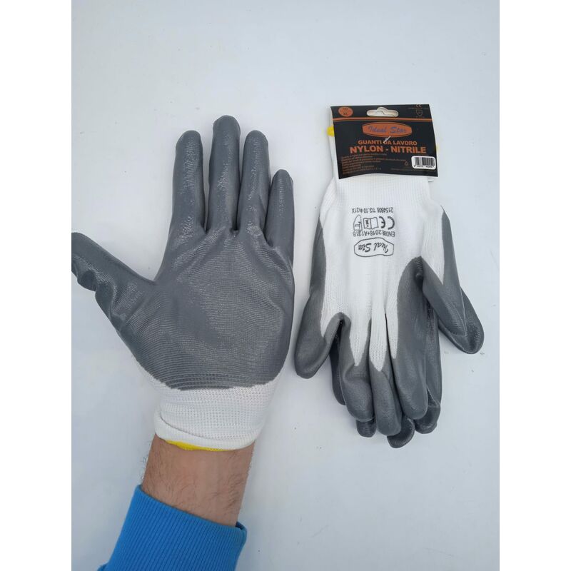 Guanto Da Lavoro In Nylon Nitrile Tg. 8/M - 7/S / grigio-bianco / Nylon  Nitrile